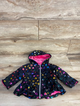 Penelope Mack Heart Print Full Zip Plush Lined Coat Black sz 12m