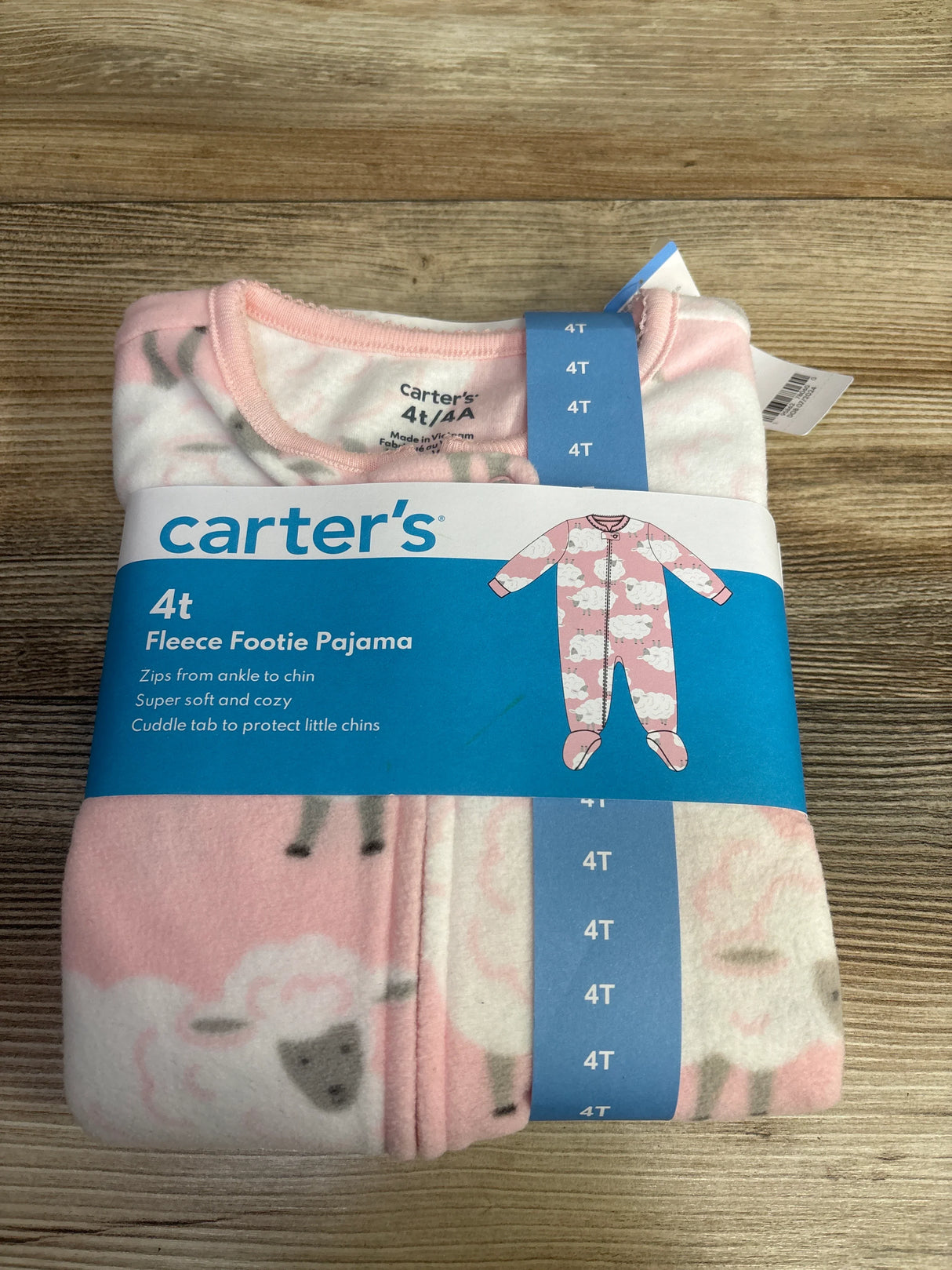 NEW Carter's Sheep Print Blanket Sleeper Pink sz 4T