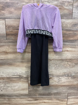 NWOT Shein 2pc Ribbed Tank Dress & Mesh Cropped Hoodie Set Purple sz 5/6T