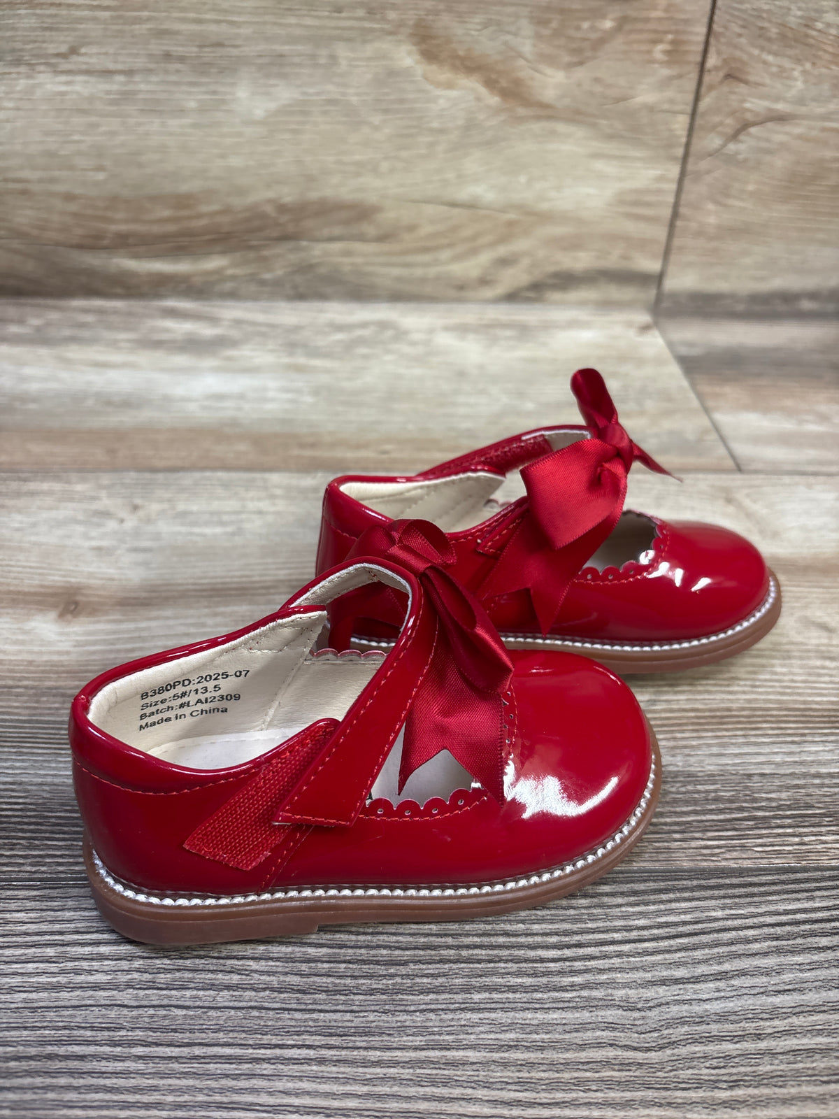 Felix & Flora Patent Leather Mary Jane Dress Shoes with Satin Bow Red sz 5c