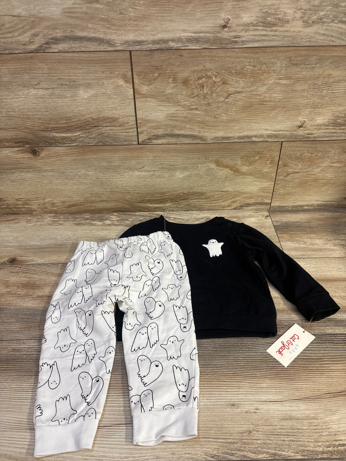 NEW Cat & Jack 2pc Ghost Sweatshirt & Jogger Set Black sz 18m