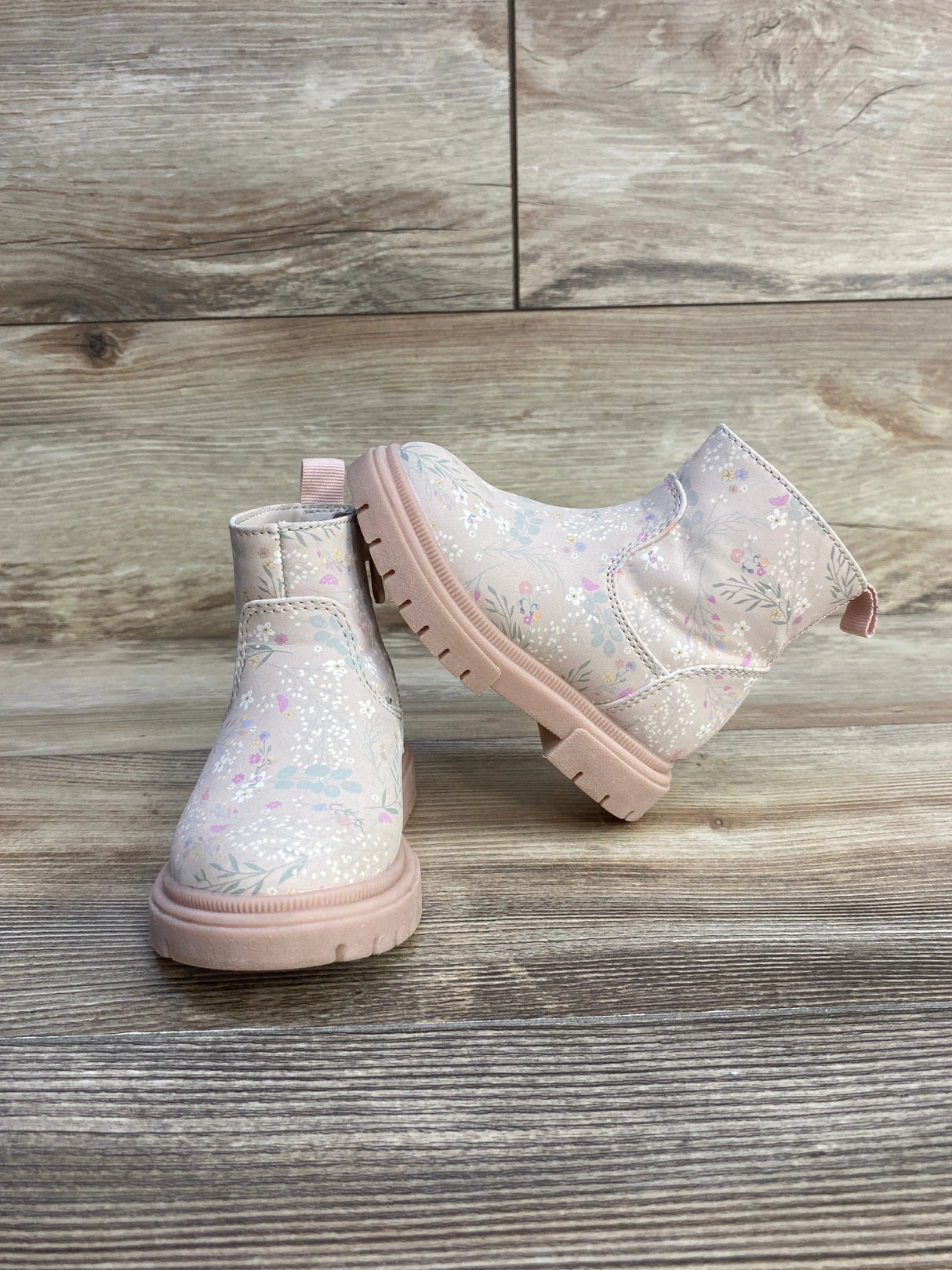 Cat & Jack Floral Zipper Combat Boots Grey sz 5c - Me n Mommy To Be
