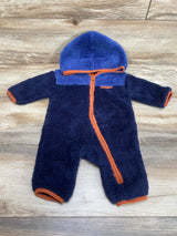 Old Navy Blue Colorblock Sherpa Hooded One-Piece sz 3-6m