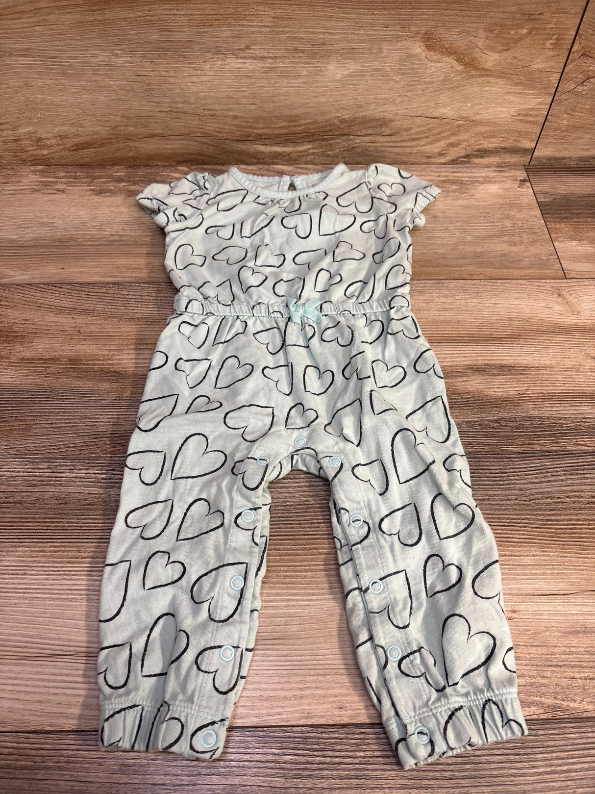 Simple Joys Heart Print Romper Blue sz 12m - Me n Mommy To Be