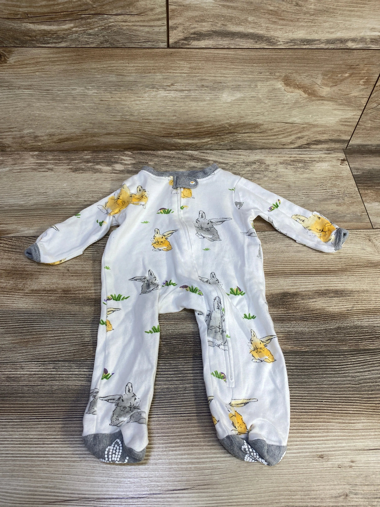 Burt's Bees Baby Organic Bunny Print Sleeper White sz Newborn