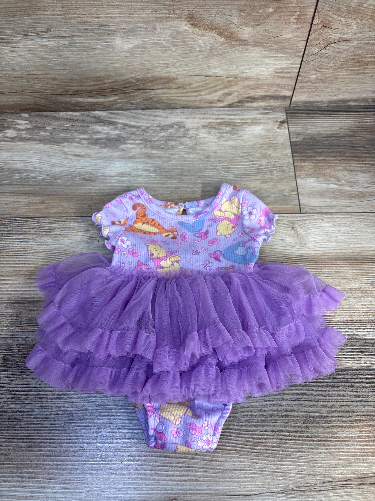 Disney Baby Winnie The Pooh Ribbed Tutu Bodysuit Purple sz 0/3m