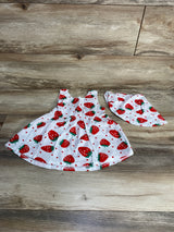 NEW Ibtom Castle 2pc Strawberry Dress & Hat White sz 9-12m