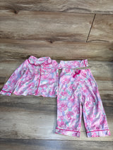 Barbie 2pc Coat Style Pajama Set Pink sz 2T