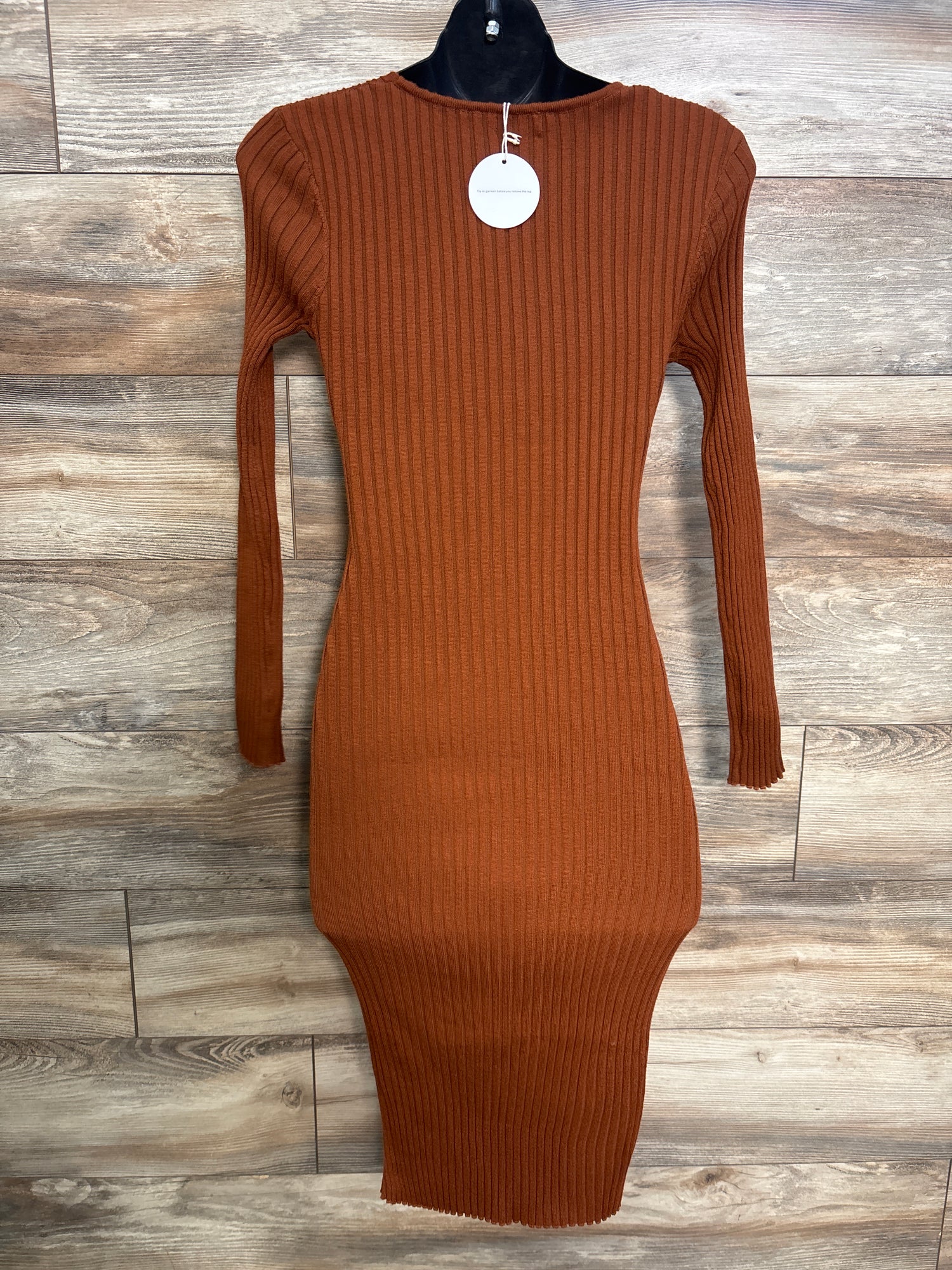 NEW Wantroy Maternity Ribbed Long Sleeve Dress Rust sz Medium