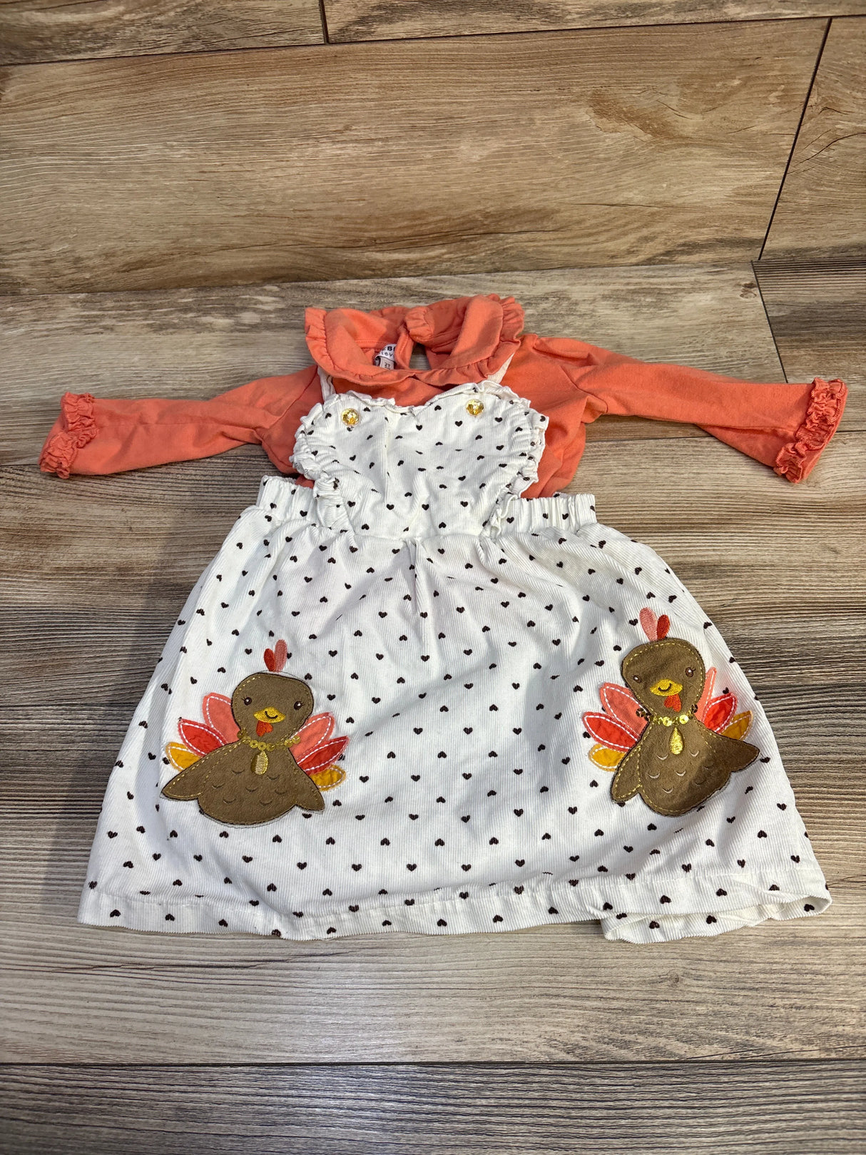 Blueberi Boulevard 2pc Ruffled Bodysuit & Sequence Heart Print Dress