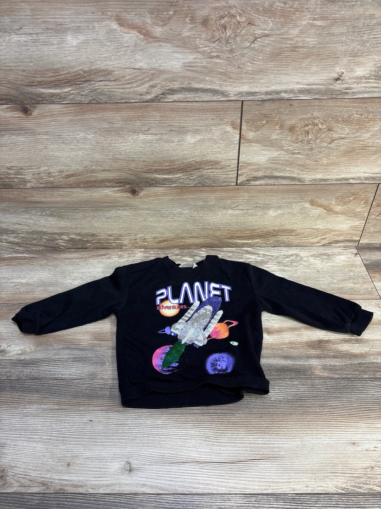 H&M Sequenced Space Pull Over Sweat Shirt Black sz 3T