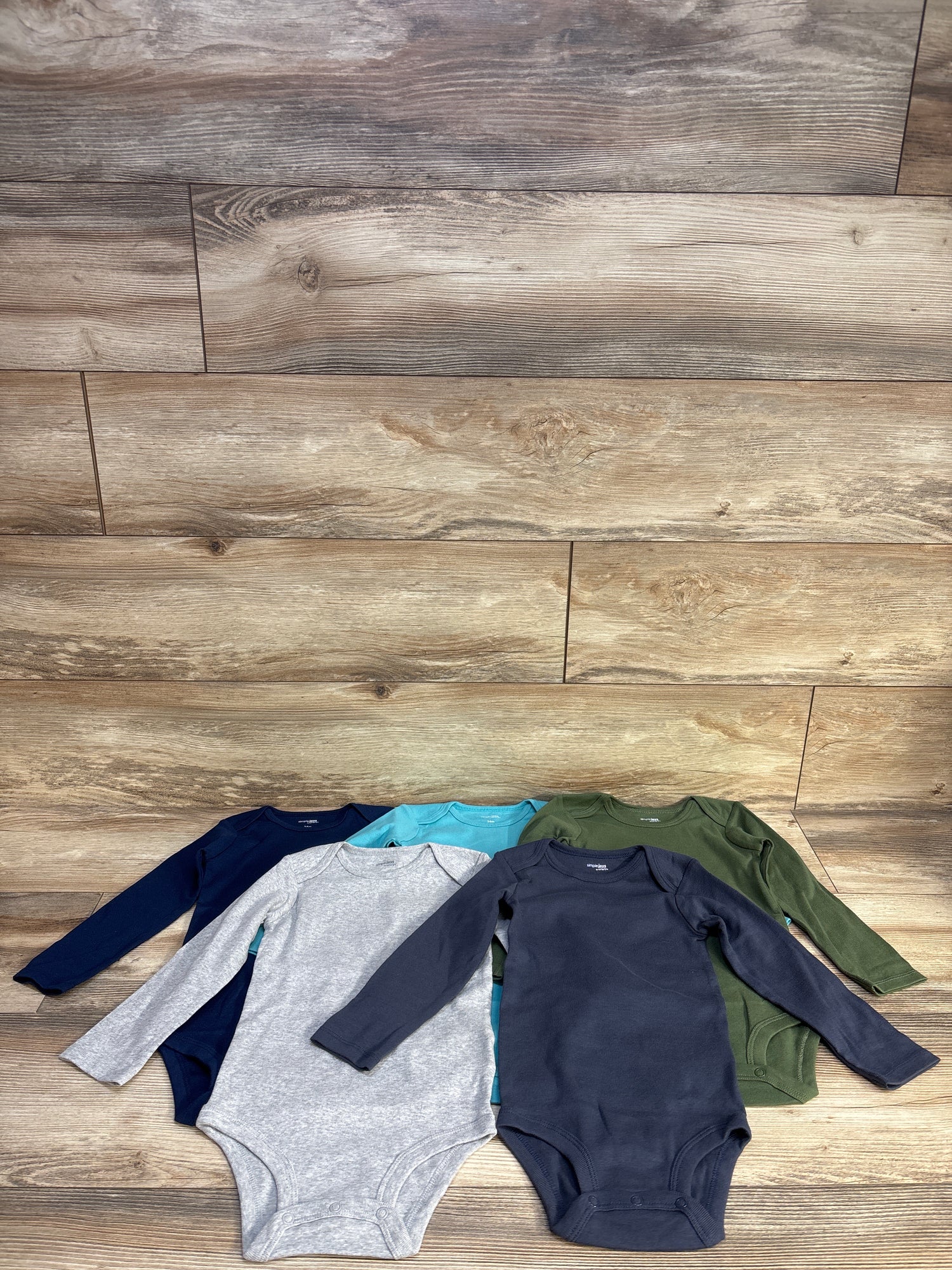 Simple Joys 5pk Long Sleeve Bodysuits Blue sz 24m
