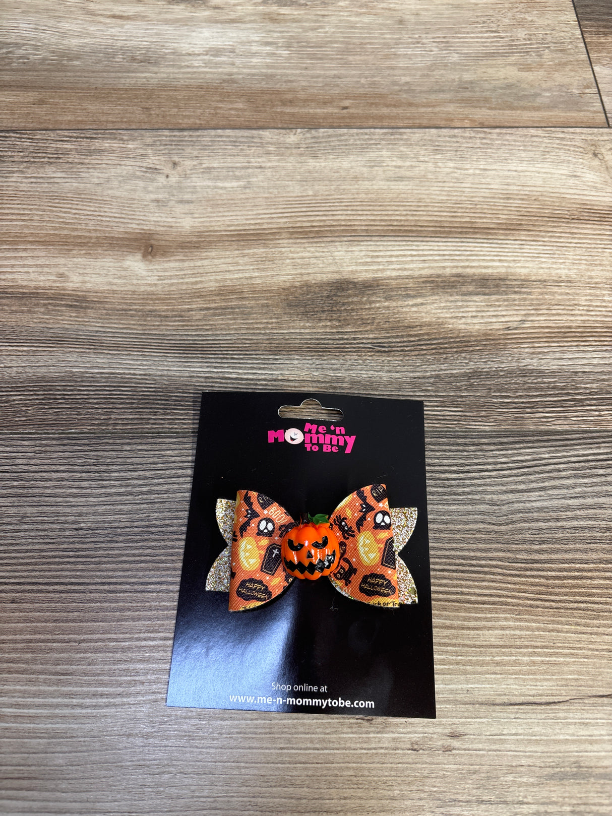 NEW Faux Leather Halloween Double Layer Bow w/ Pumpkin Applique
