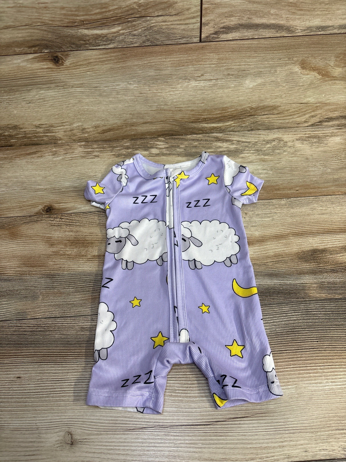 Shein Ribbed Sheep Print Shortie Romper Sleeper Lilac sz 9-12m