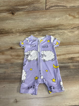 Shein Ribbed Sheep Print Shortie Romper Sleeper Lilac sz 9-12m