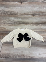 Zara Velvet Bow Knit Sweater Cream sz 9-12m