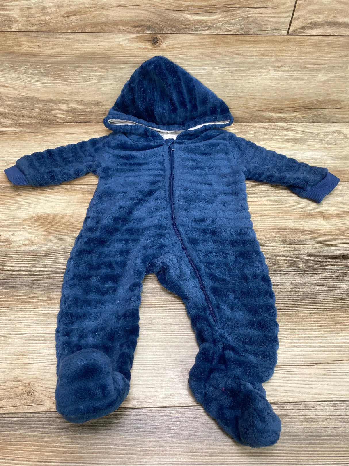 Tahari Hooded Plush Bunting Blue sz 6-9m