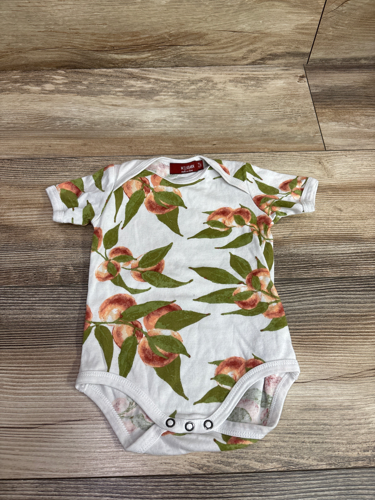 Milkbarn Organic Peaches Short Sleeve Bodysuit White sz 3-6m