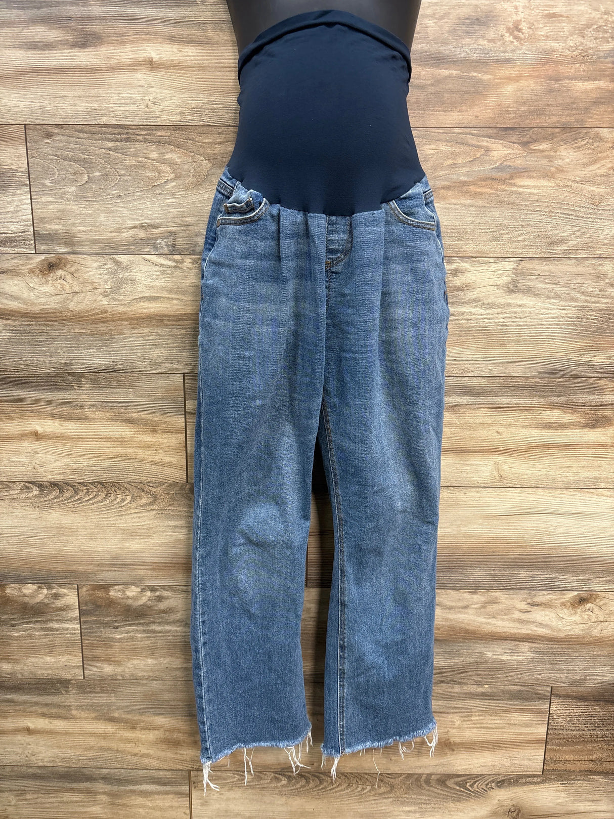 Motherhood Frayed Hem Fully Panel Maternity Jeans Blue sz Large
