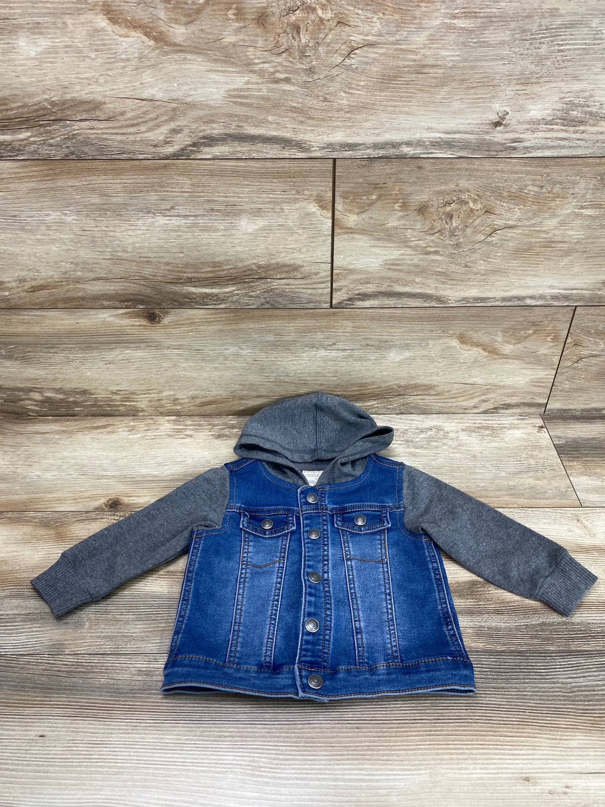 First Impressions Hooded Denim Jacket Grey/Blue sz 12m