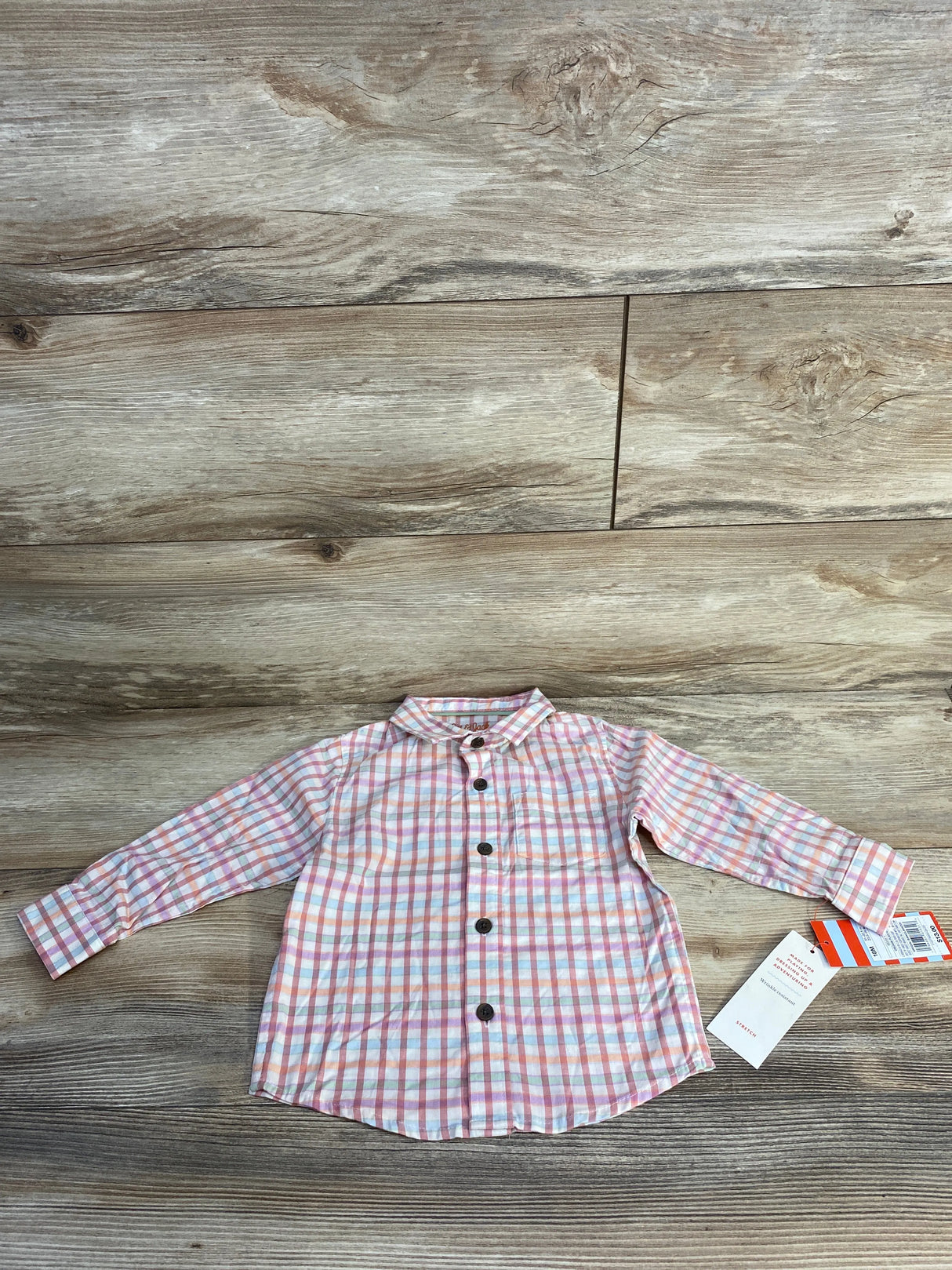 NEW Cat & Jack Plaid Button-Up Shirt Pink sz 18m