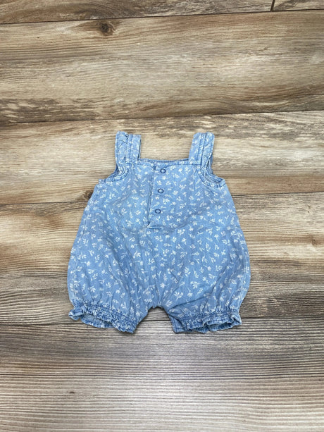 Carter's Blue Floral Chambray Shortie Romper sz Newborn - Me 'n Mommy To Be