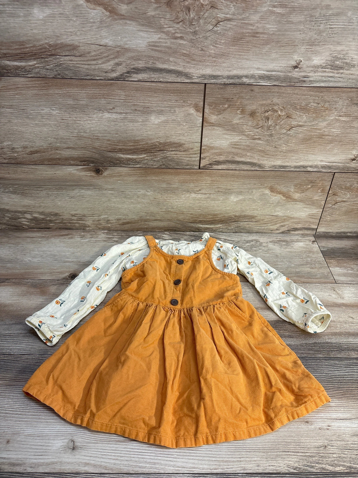 Cat & Jack 2pc Floral Shirt & Corduroy Dress sz 3T - Me n Mommy To Be