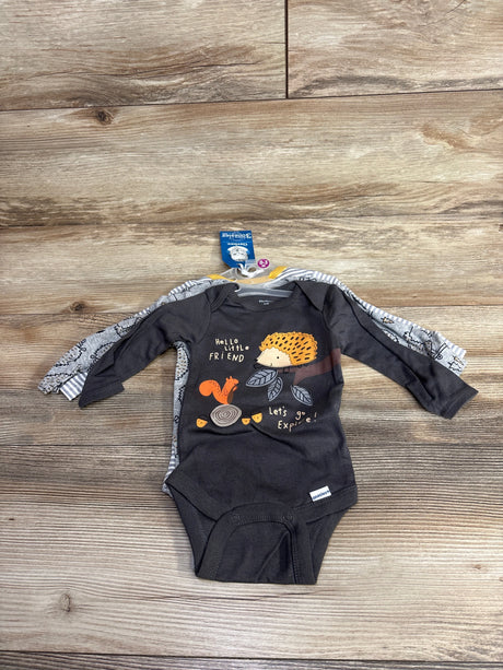 Baby long sleeve bodysuit with forest animal print and striped bodysuit set