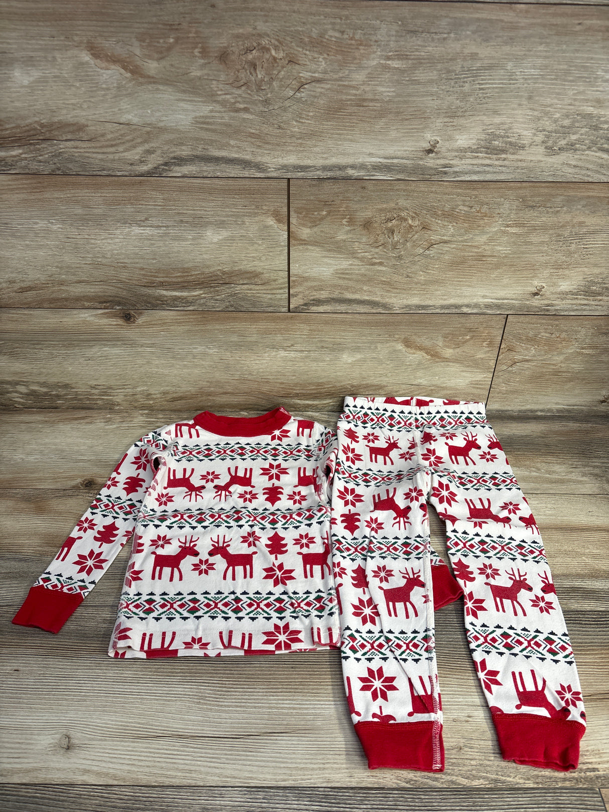 Hanna Andersson Holiday Dear Deer HannaJams Pajama Set Red sz 4T