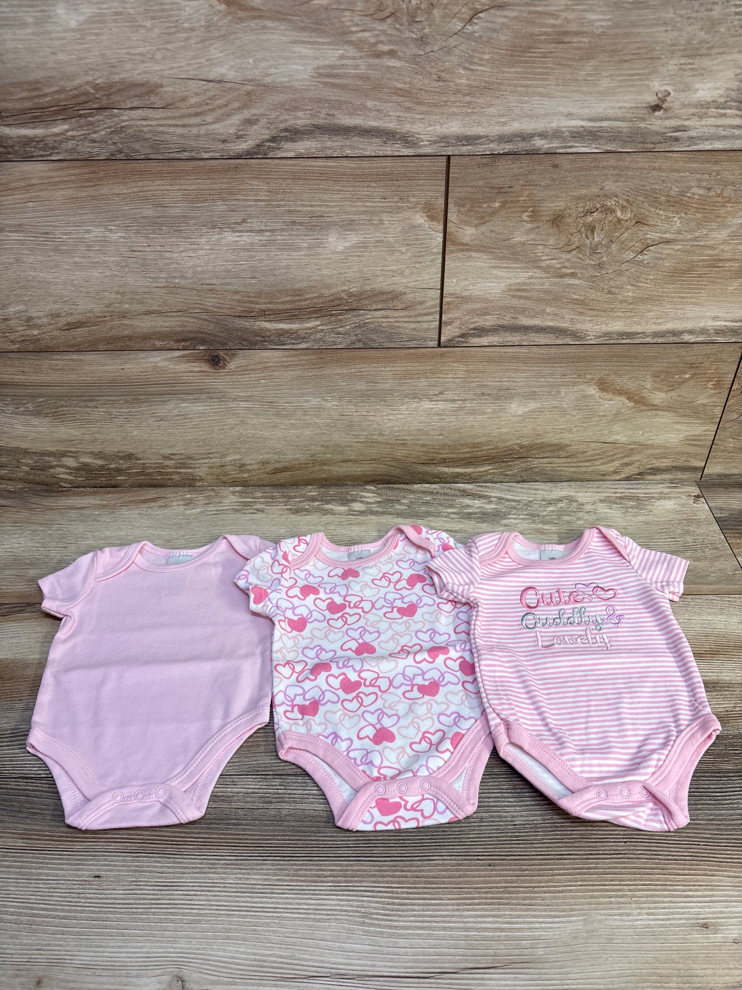 Little Beginnings 3pk Bodysuits Set Pink sz 0-3m