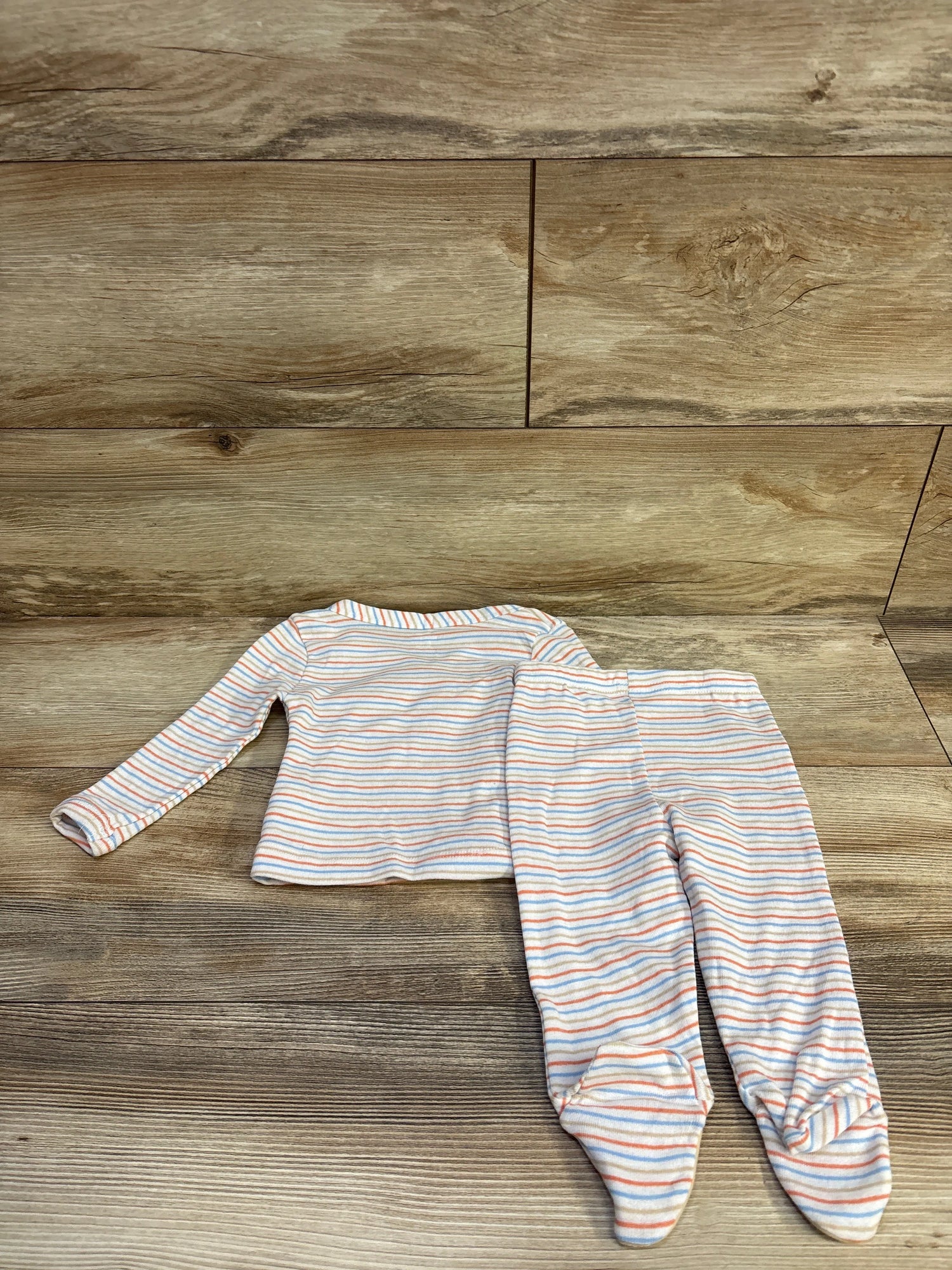 Koala Baby 2pc Striped Kimono Shirt & Footed Pants Set White sz 3-6m