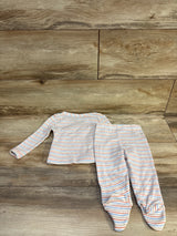 Koala Baby 2pc Striped Kimono Shirt & Footed Pants Set White sz 3-6m