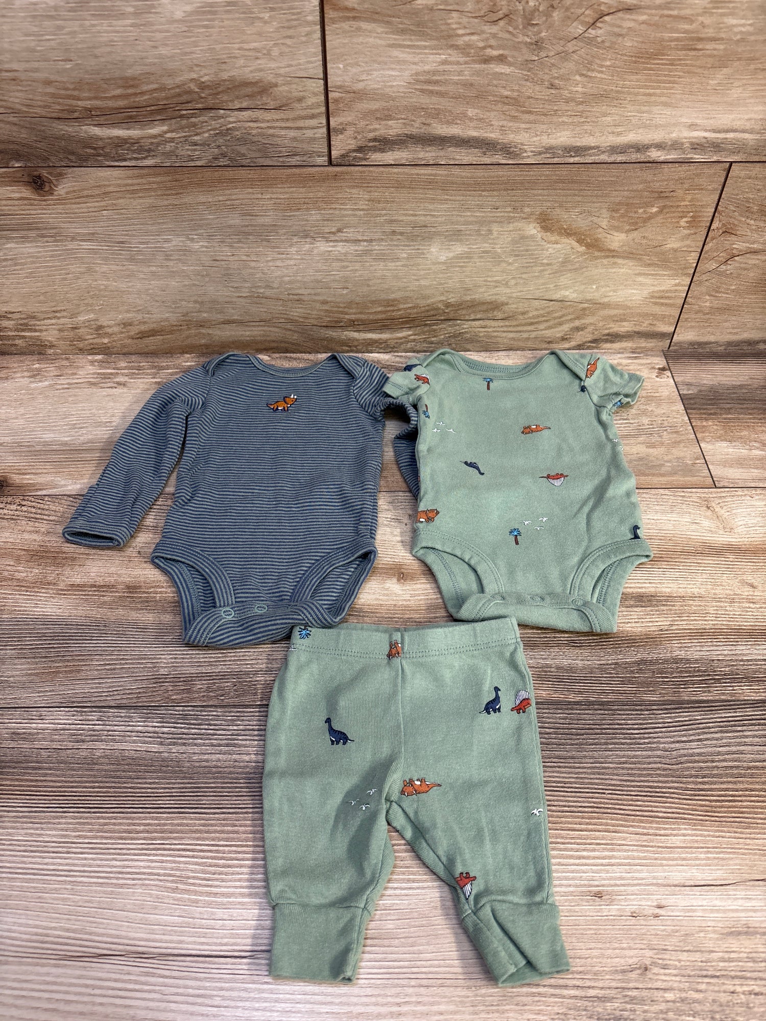 Carter's 3pc Bodysuit & Pant Set Green sz Newborn