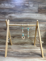 SlickBlue Wooden Play Gym with 2 Hanging Toys