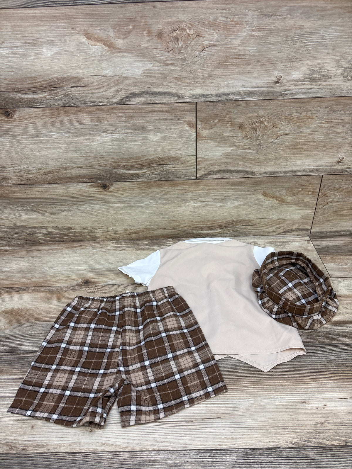 NEW Shein Souflis 4pc Gentleman Short Suit Set Beige sz 2-3T