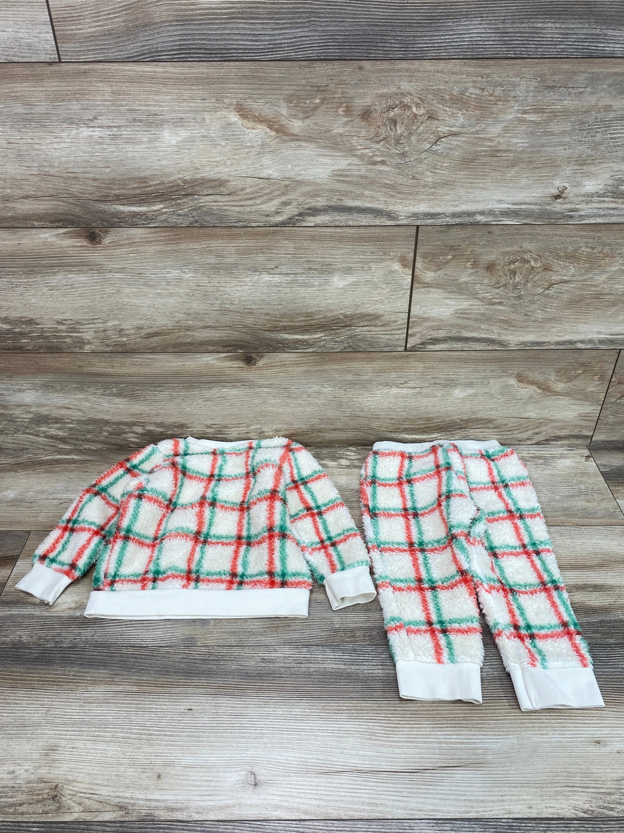 Cat & Jack 2pc Plaid Sherpa Sweatshirt & Pants Cream sz 18m - Me n Mommy To Be