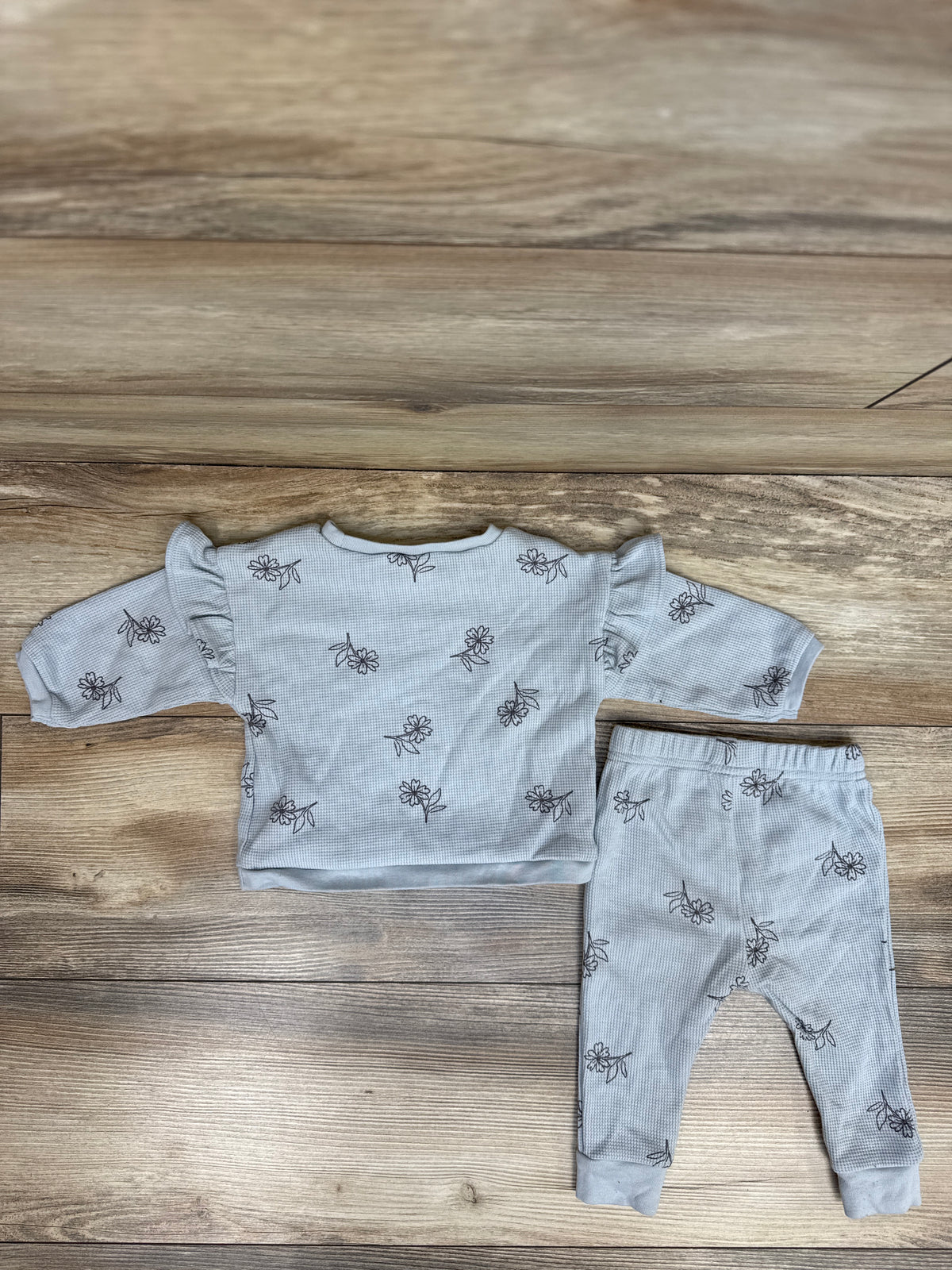 Child Of Mine 2pc Waffle Knit Shirt & Pants Set Blue sz 3-6m