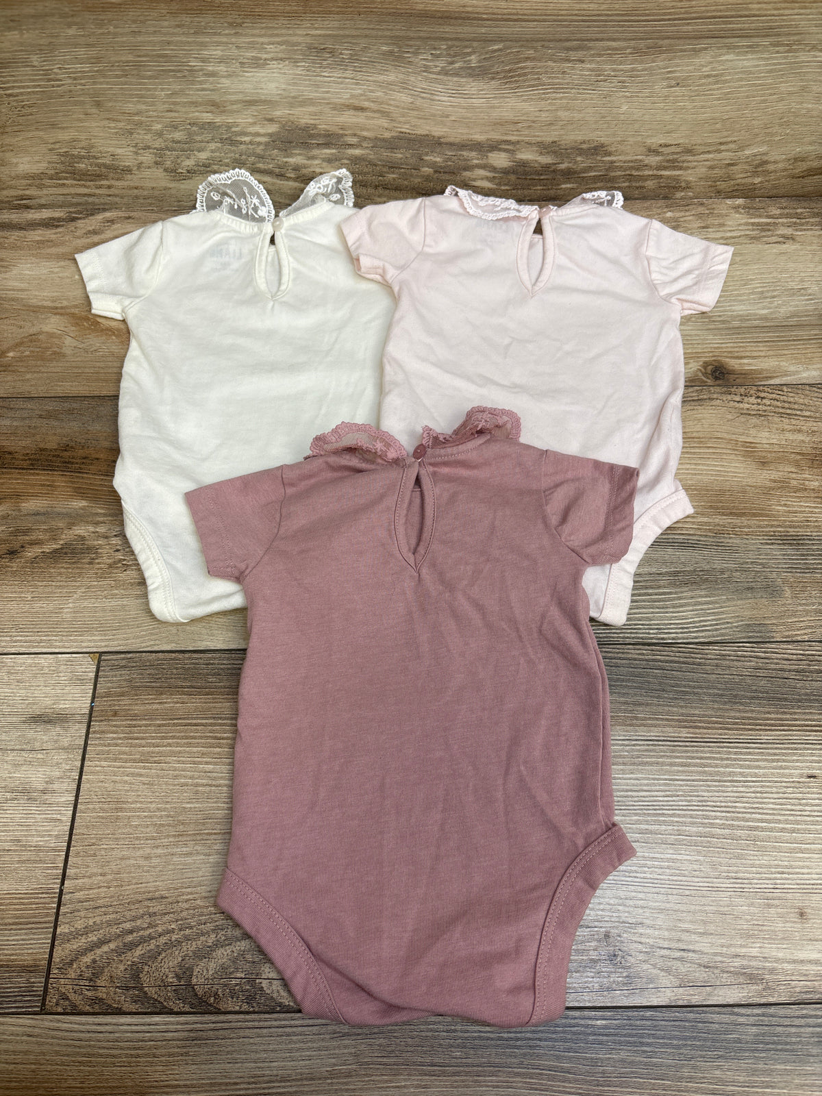 Laughing Llama 3pk Lace Collar Bodysuits Pink sz 6m