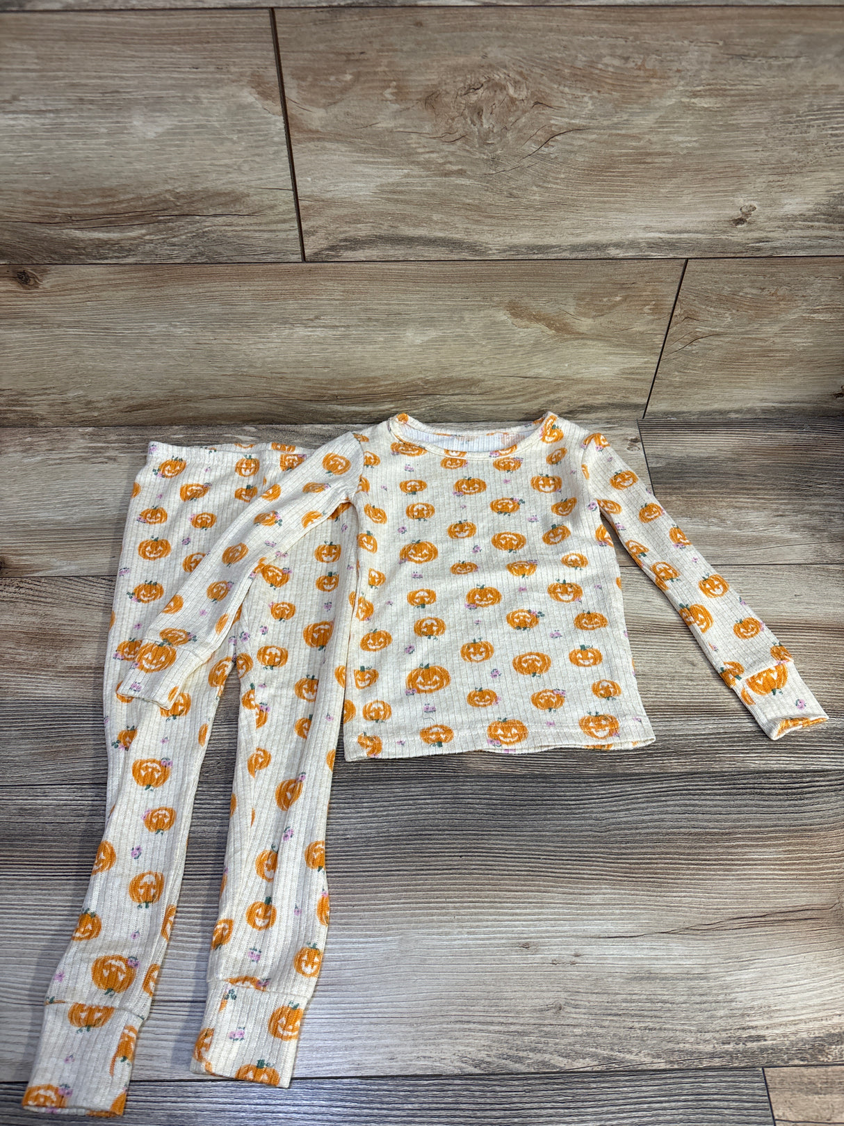 Children's Place 2pc Jack O Lantern Pajama Set Cream sz 3T