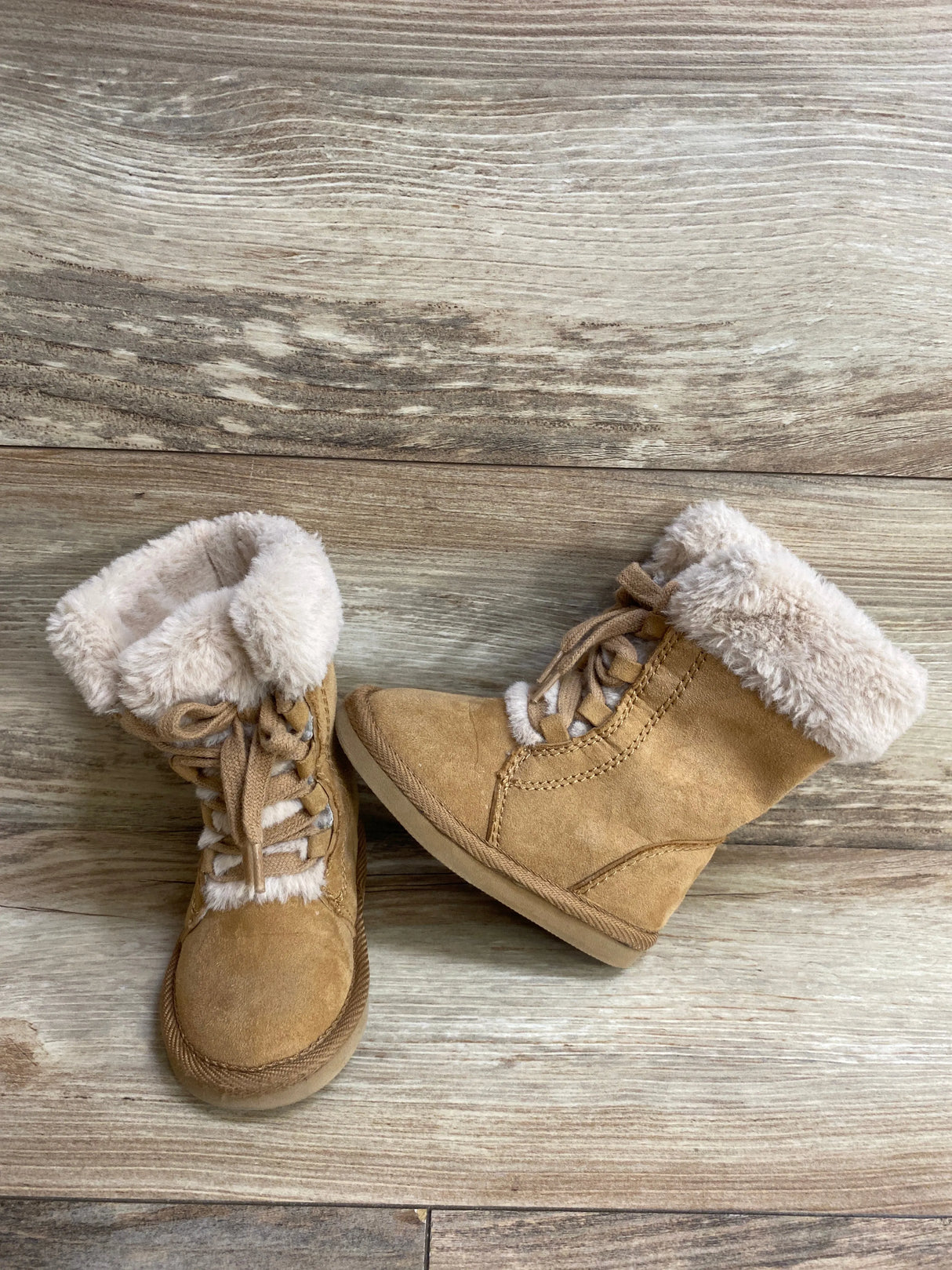 Old Navy Faux-Suede Lace-Up Boots Tan sz 6c