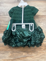 NEW Nannette 2pc Faux-Cardigan Rosette Dress & Bloomers Green sz 6/9m