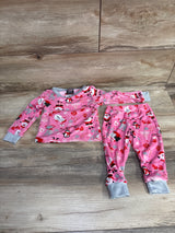 PJ's & Presents Penguin & Santa Pajama Set Pink sz 24m