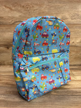 Amylove Vehicle Print School Backpack 15'' Blue