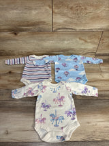 Member's Mark 3pk Hot Air Balloon Bodysuit Set Light Blue sz Newborn