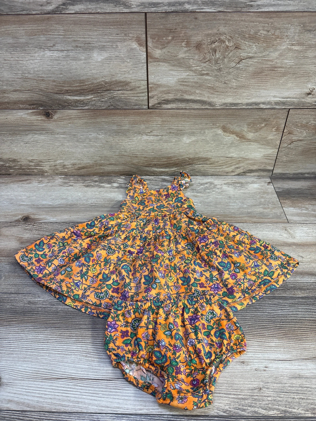 Ralph Lauren 2pc Floral Dress & Bloomers Set Orange sz 3m