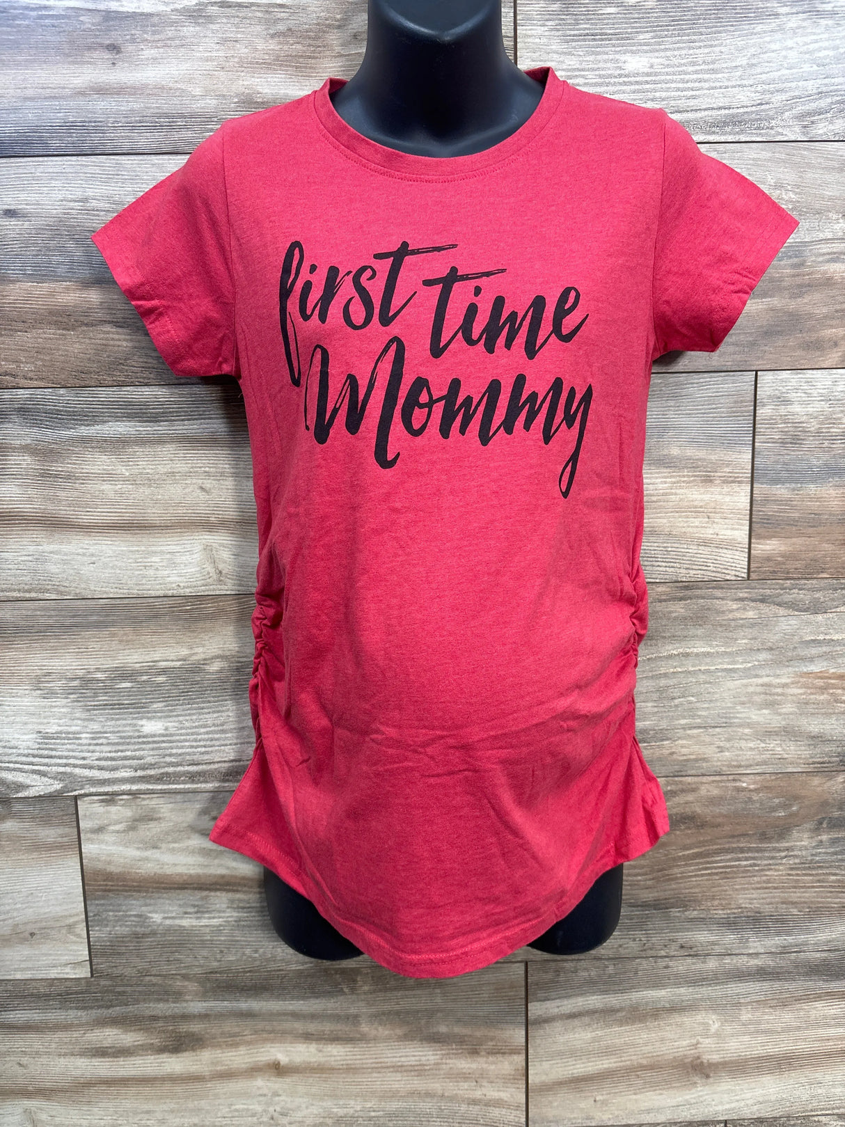 Crazy Dog First Time Mommy Ruched Shirt Red sz Medium