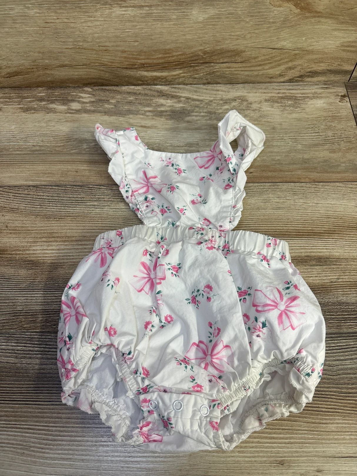 Paris Hilton Bow Print Floral Bubble Romper White sz 18m