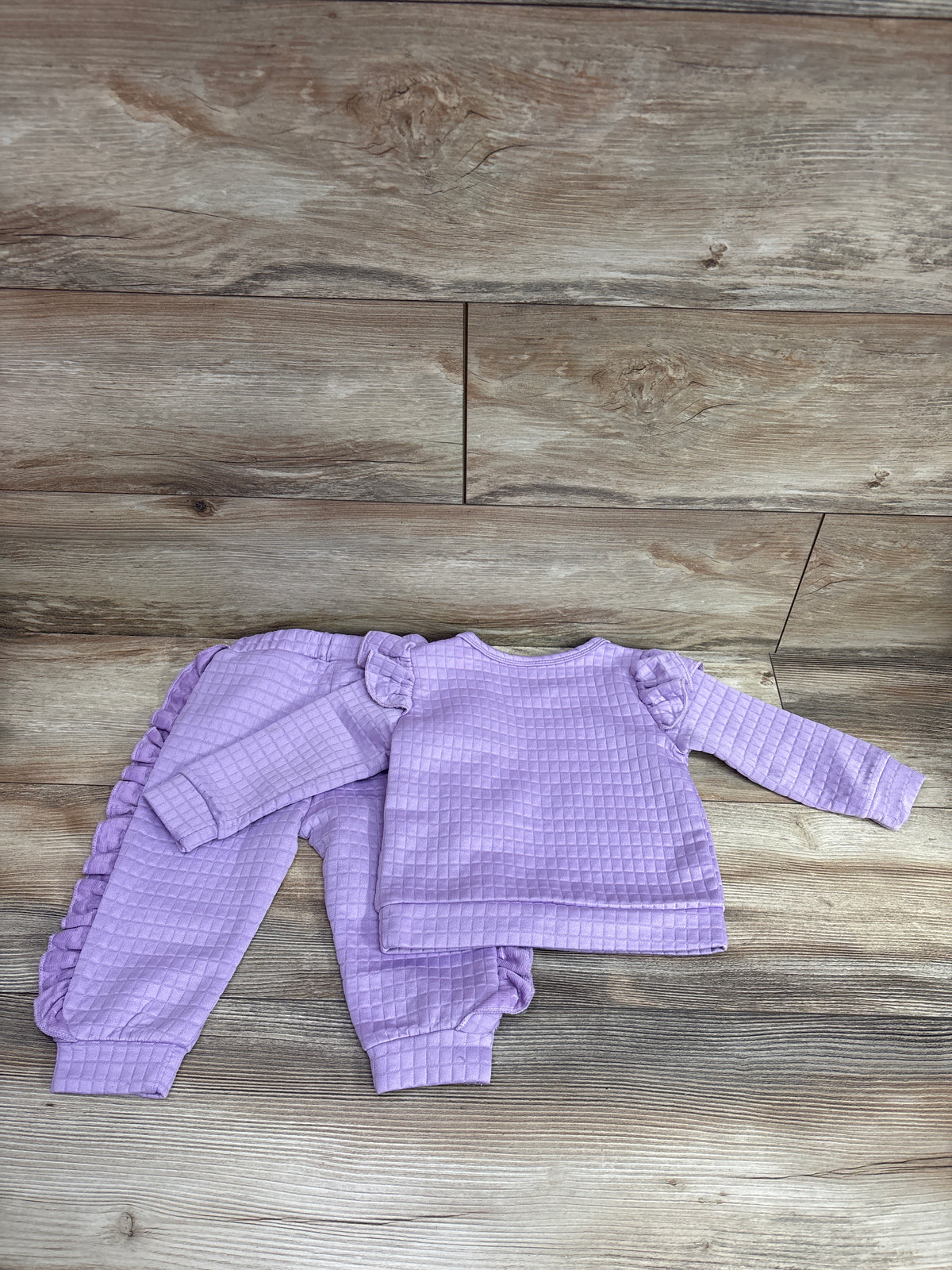 BeMeYourBBs 2pc Ruffle Sweatshirt & Joggers Set Purple sz 12-18m