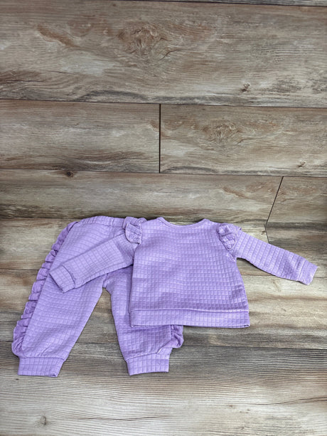 BeMeYourBBs 2pc purple ruffle sweatshirt and joggers set for baby size 12-18m
