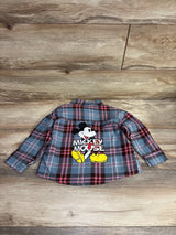 Mickey Mouse Button Up Plaid Shirt Blue sz 4-5T